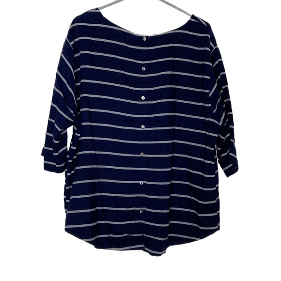 MONSOON linen blend blue with grey stripe top. Size 10 - Picture 4 of 5